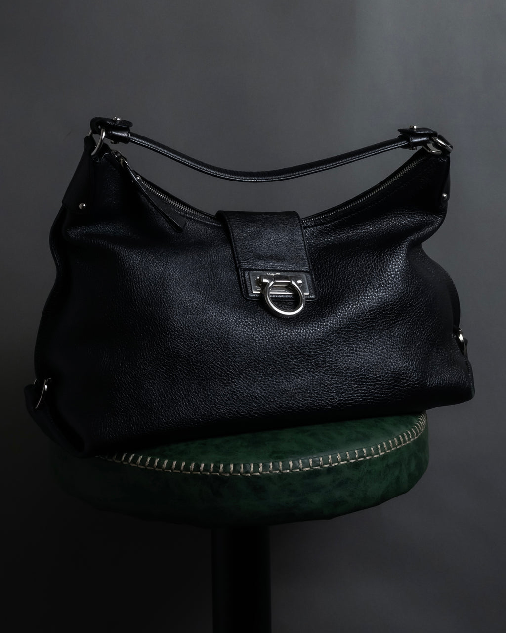 "Salvatore Ferragamo" Gancini motif draping leather bag