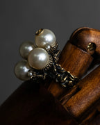 "GUCCI" Interlocking G design gold pearl ring