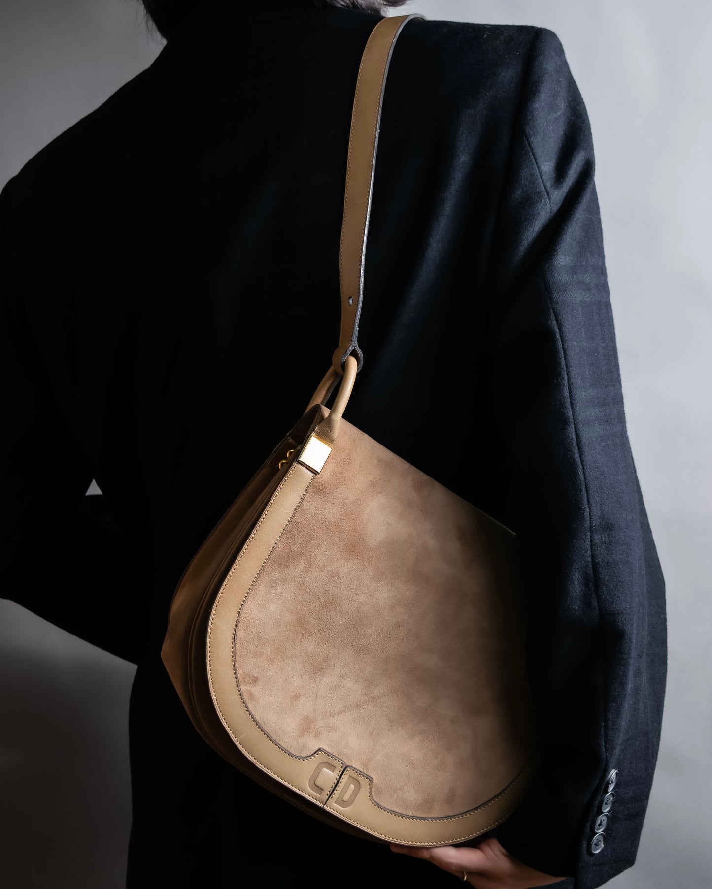 "Christian Dior" Suede material one handle shoulder bag