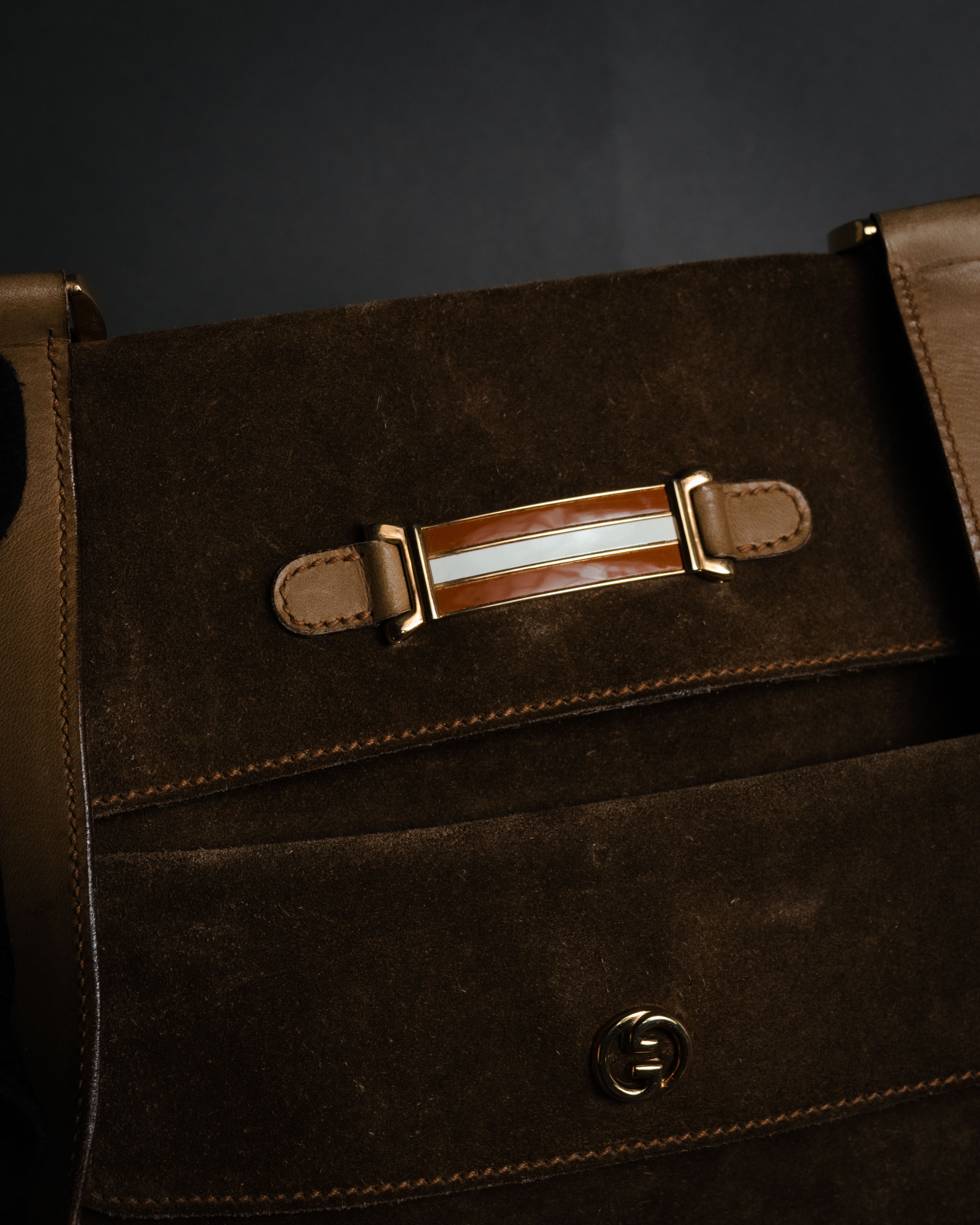 "GUCCI" 60’s-70’s suede and leather shoulder bag