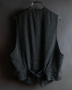 "ISSEY MIYAKE MEN" Random stripe pattern V-neck vest