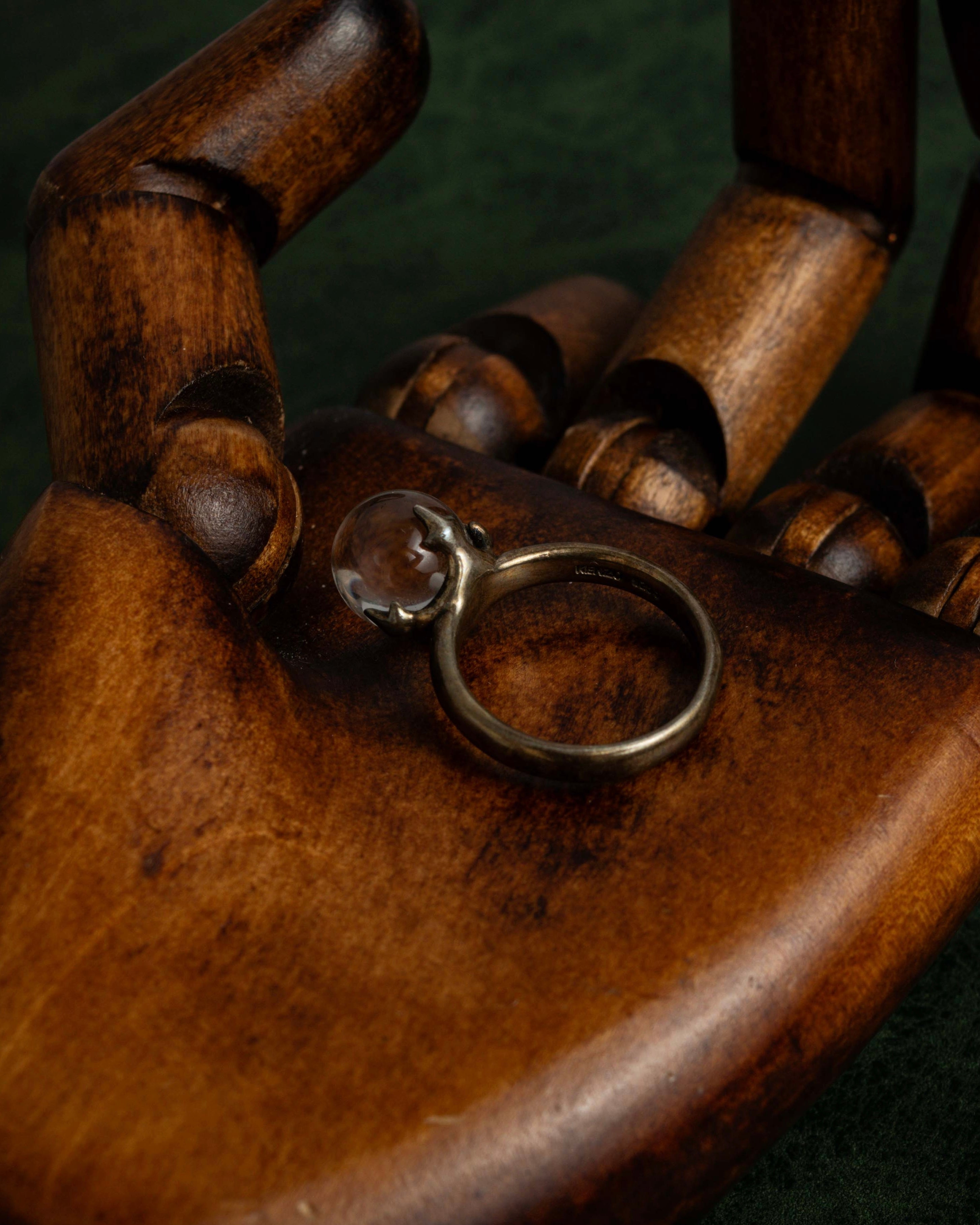 "KENZO" Transparent spherical top design silver 925 ring