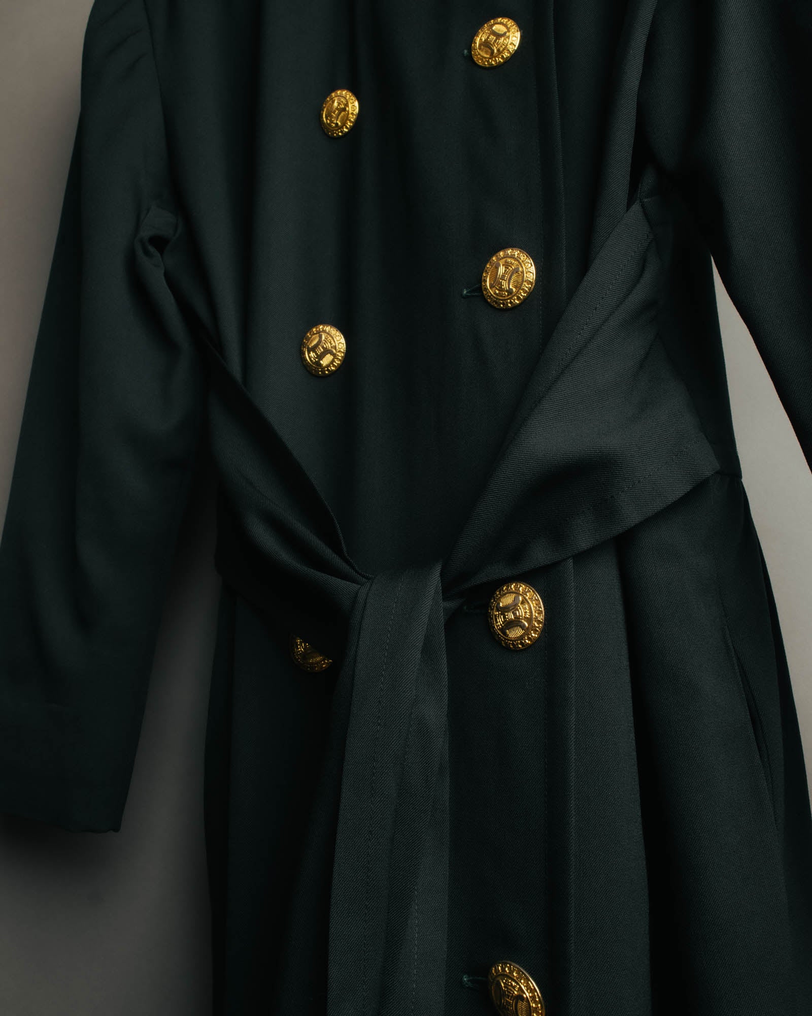 –SPECIAL– "CELINE" 80's Elegant belted double breasted long coat