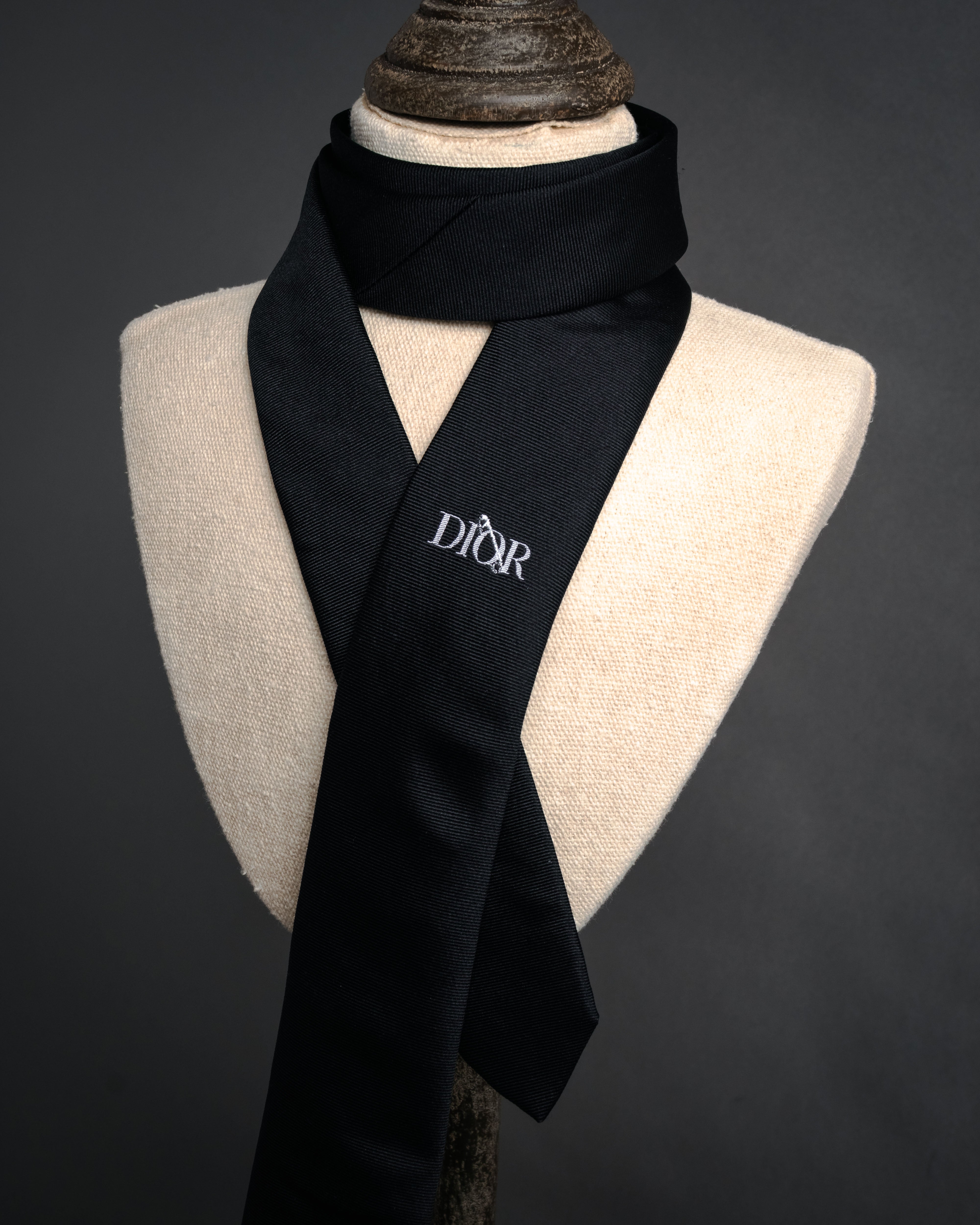 DIOR” 2019- Logo embroidered narrow tie – MOOD