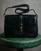 "GUCCI" 70’s boutique push lock box calf shoulder bag