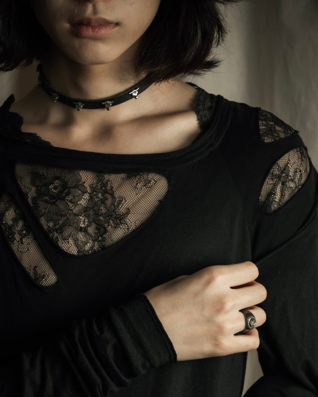 "RED VALENTINO" Distressed tulle skirt docking long pullover