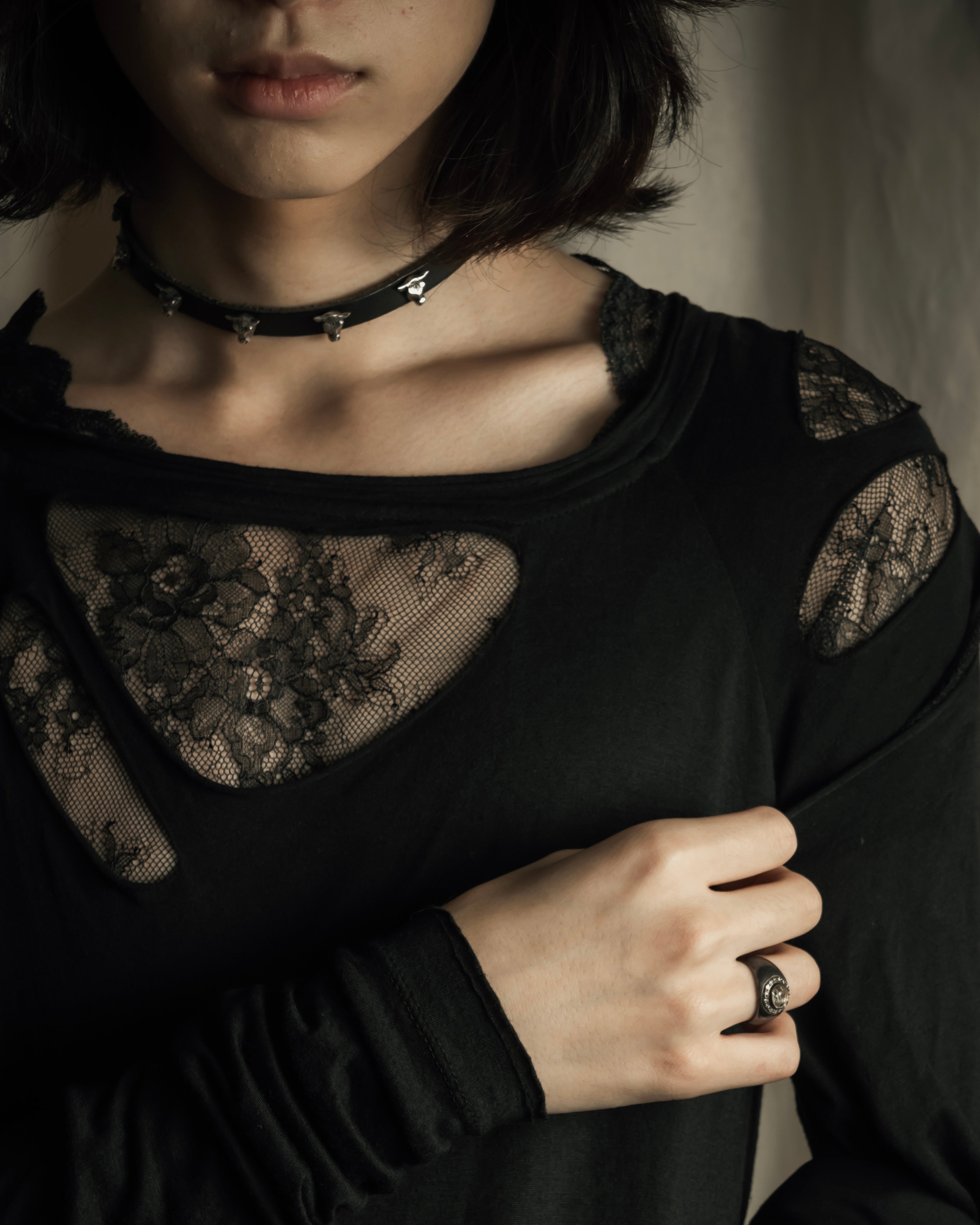 "RED VALENTINO" Distressed tulle skirt docking long pullover