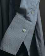 "CÉLINE" 10's Textured cotton collarless tunic shirt
