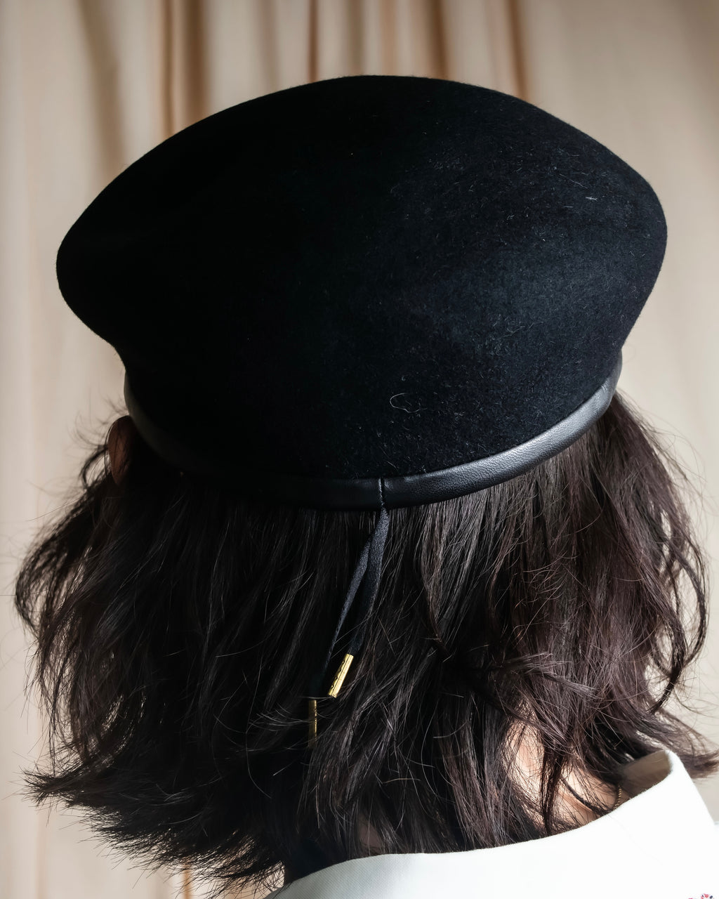 "FUMIKA UCHIDA" Leather piping design wool felt beret