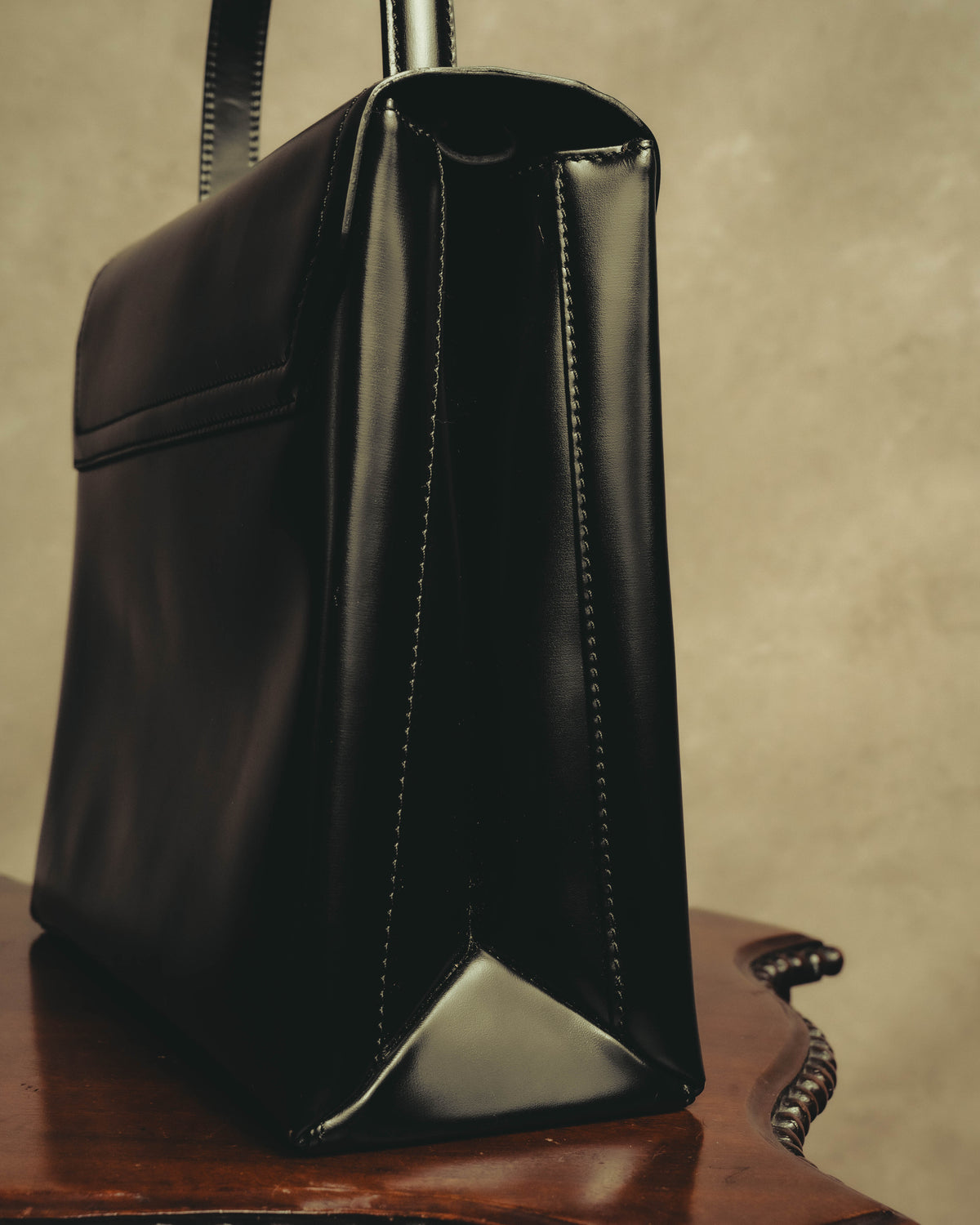 "LOEWE" 80's-90's Structured top-handle shoulder bag