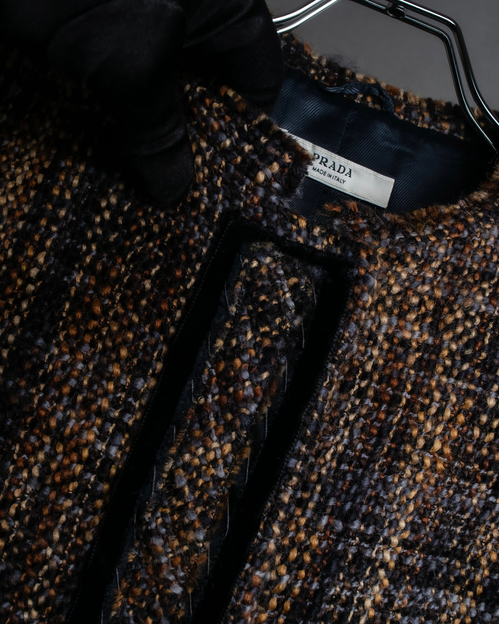 "PRADA" Multicolor mixed tweed short jacket