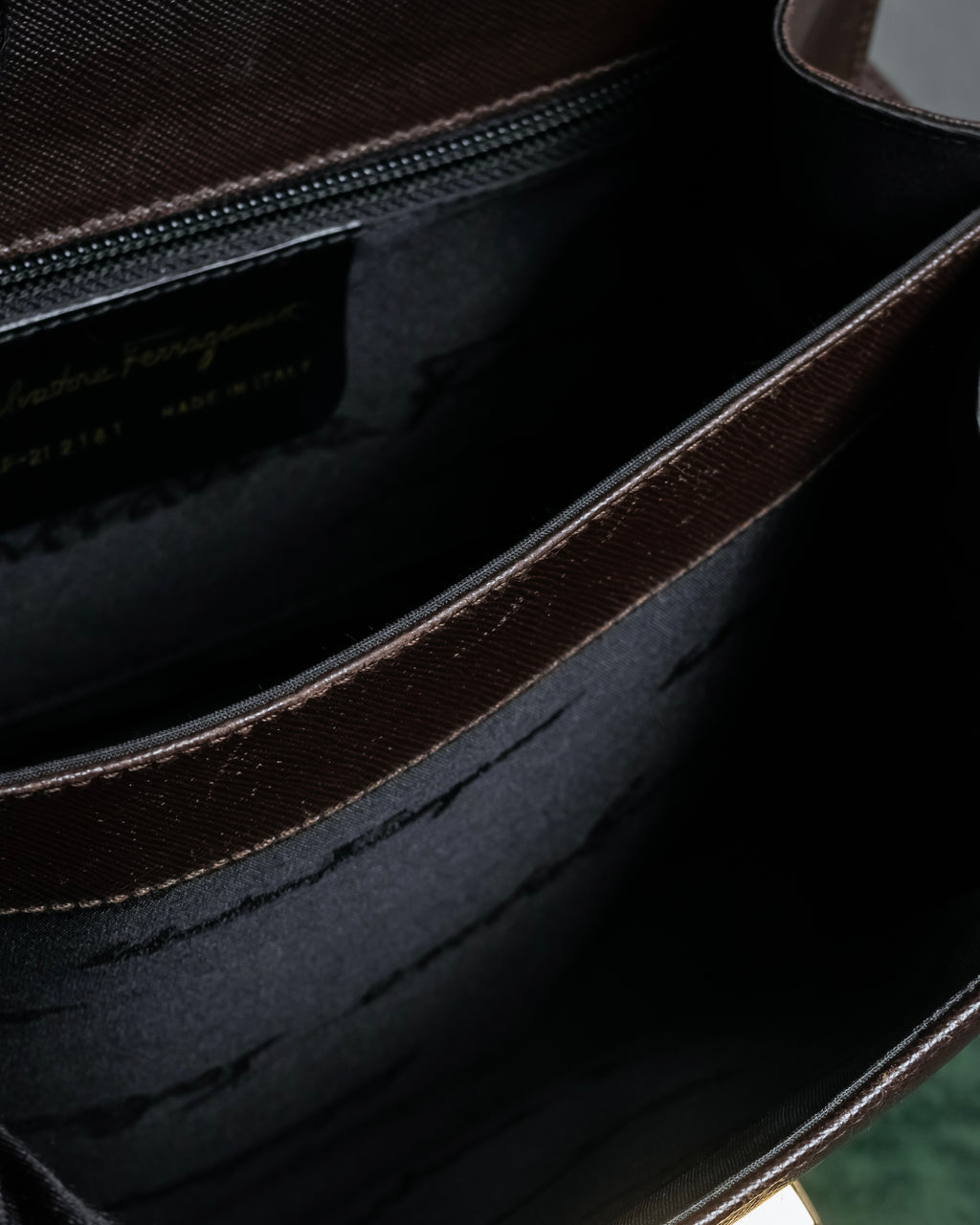 "Salvatore Ferragamo" Structured Gancini 2way dark brown leather bag