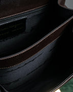 "Salvatore Ferragamo" Structured Gancini 2way dark brown leather bag