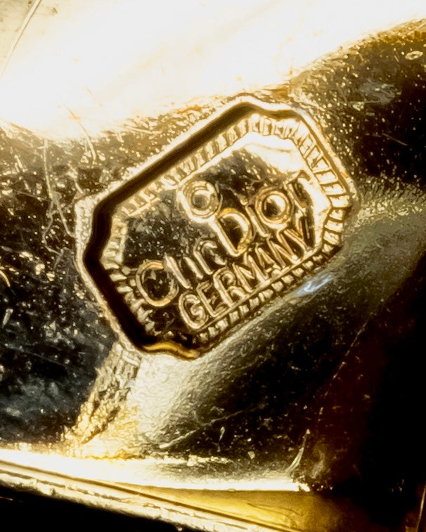 "Christian Dior" Double square design gold brooch
