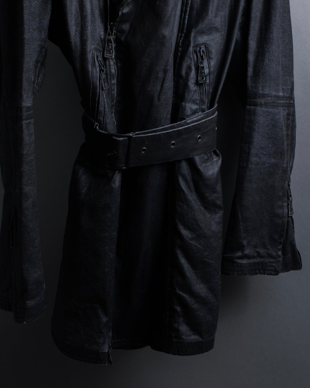 "JEAN PAUL GAULTIER" Firm finish double-zip belted mid-length coat