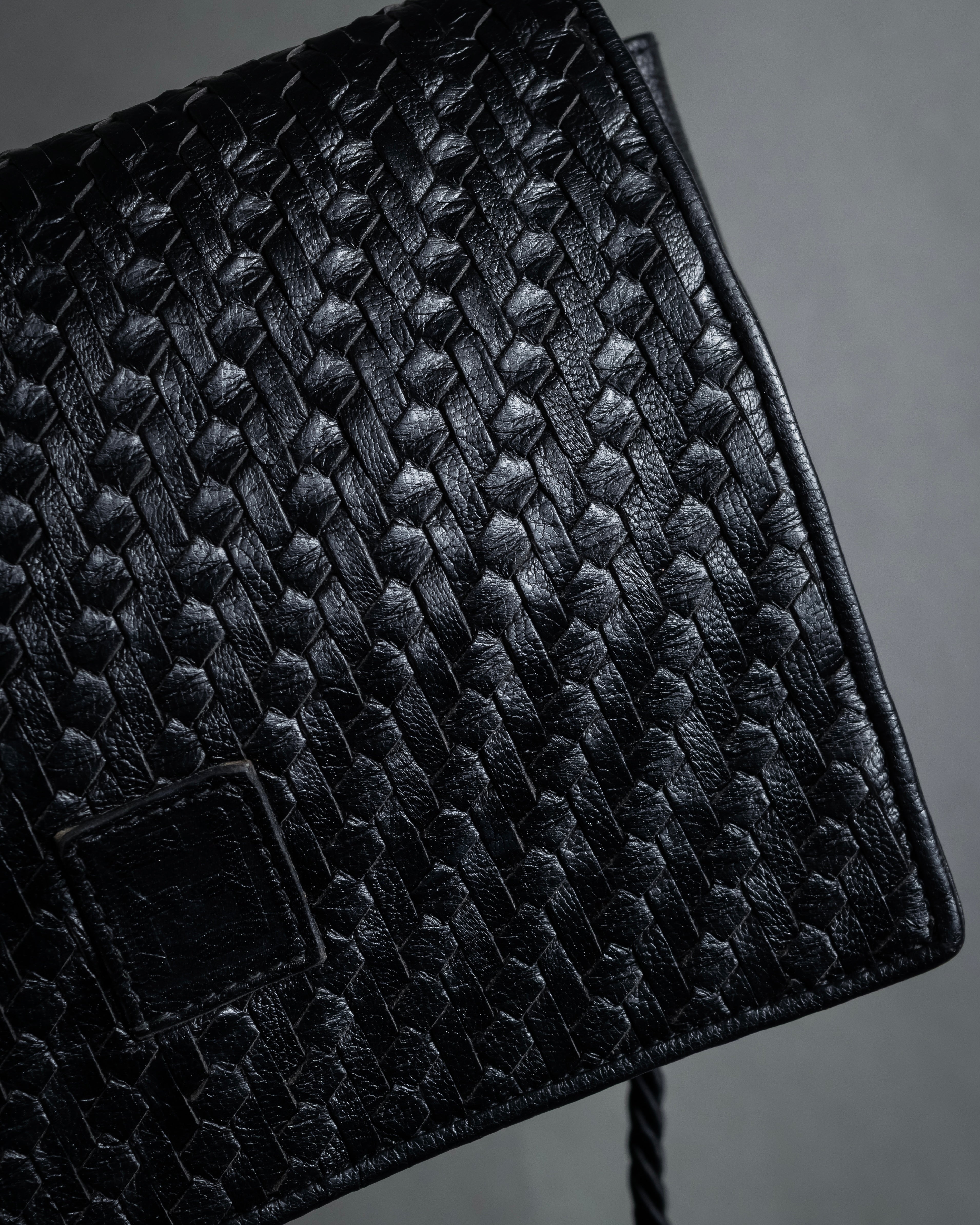 "FENDI" 80's Karl Lagerfeld design braided leather shoulder bag