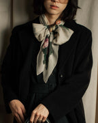 "Christian Dior" Wreath floral design silk scarf