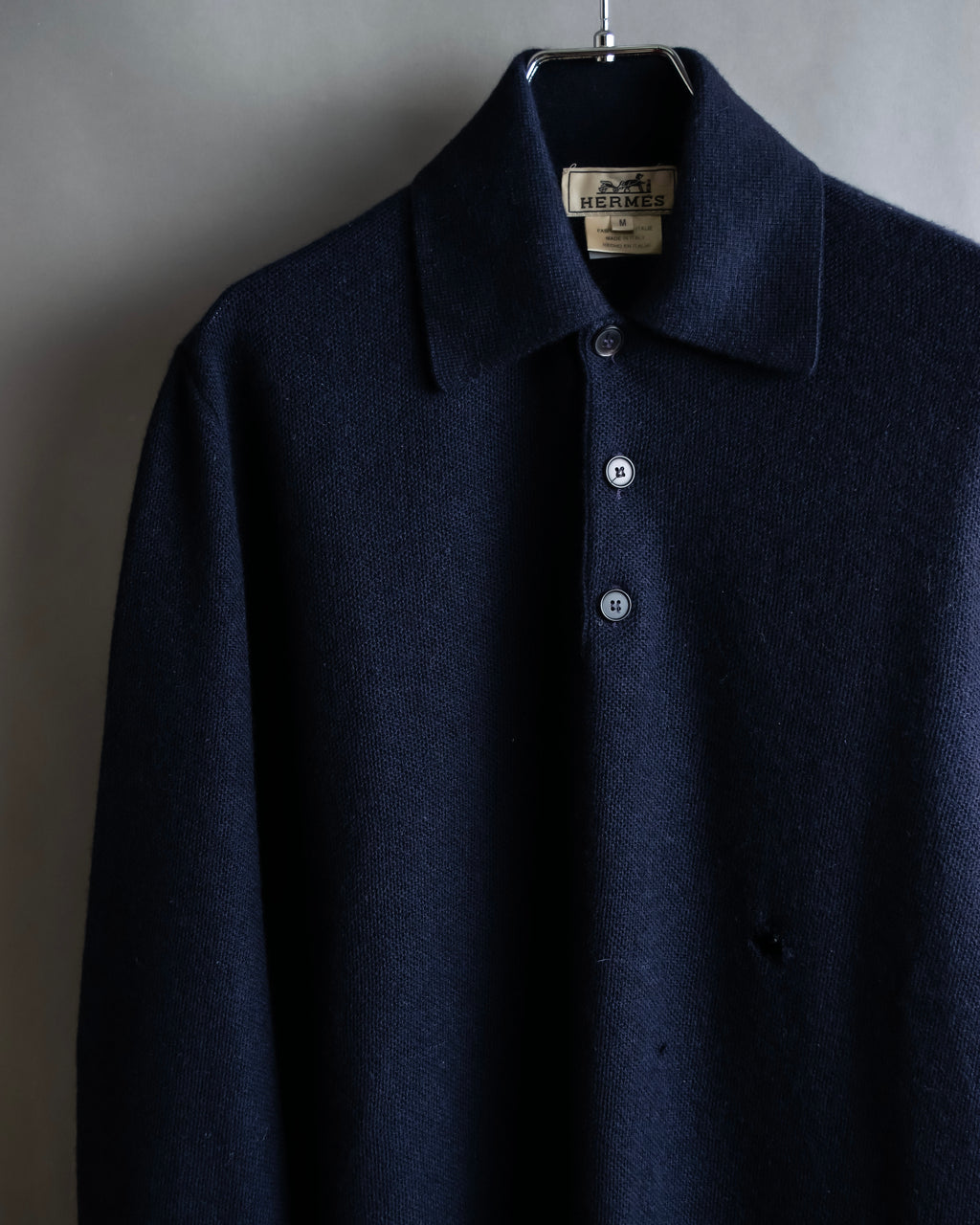 Hermès Camiseta de punto de cachemira azul marino hermosa