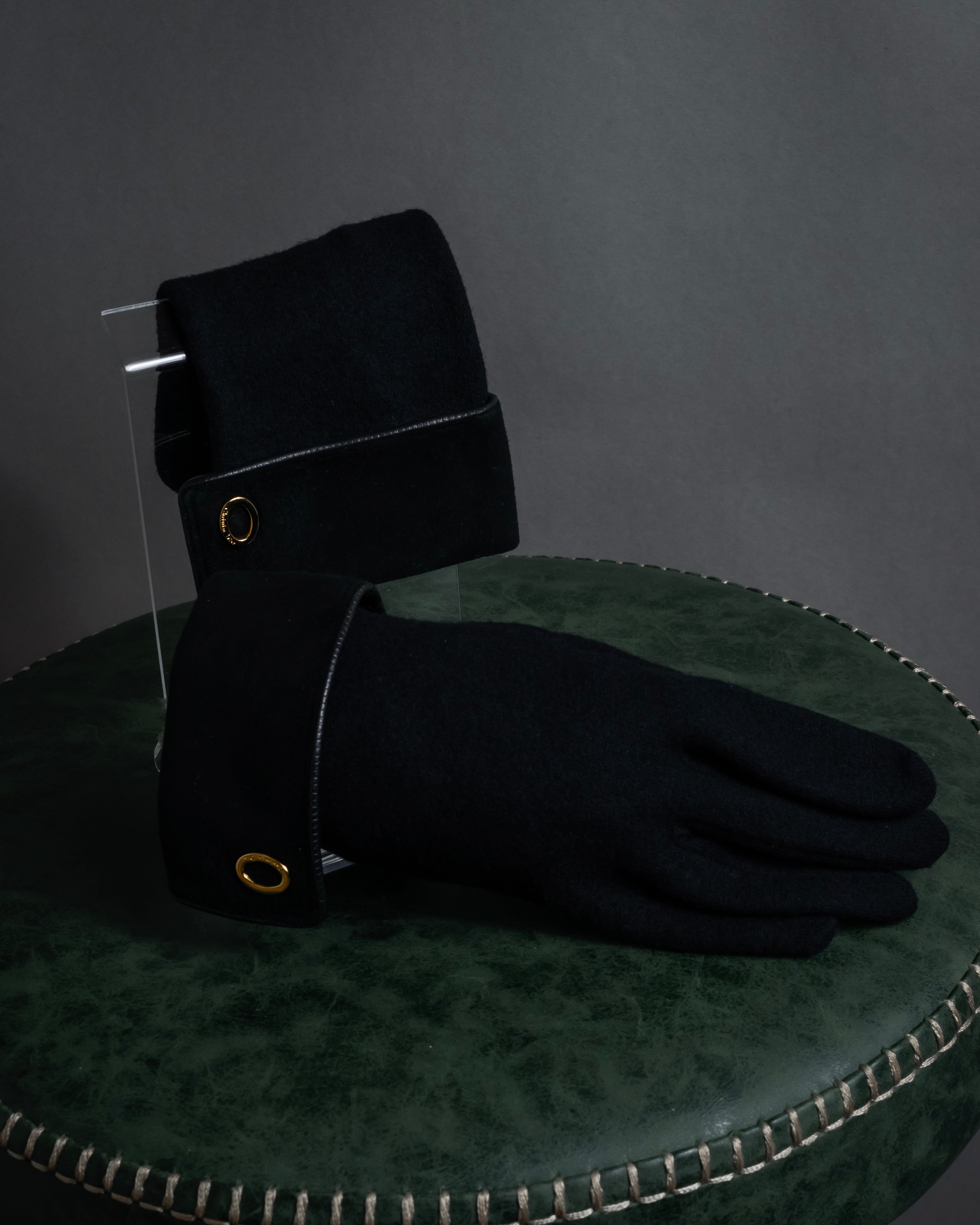 "Christian Dior" Wool and suede cuff gloves