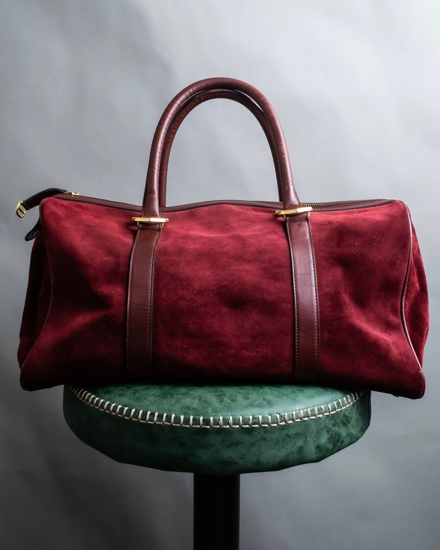 "Cartier" Beautiful red color velour boston bag