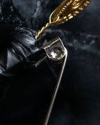 "CHANEL" Black camellia motif brooch