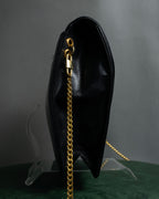 "Christian Dior" 70's-80's Radial drape design gold chain leather shoulder bag