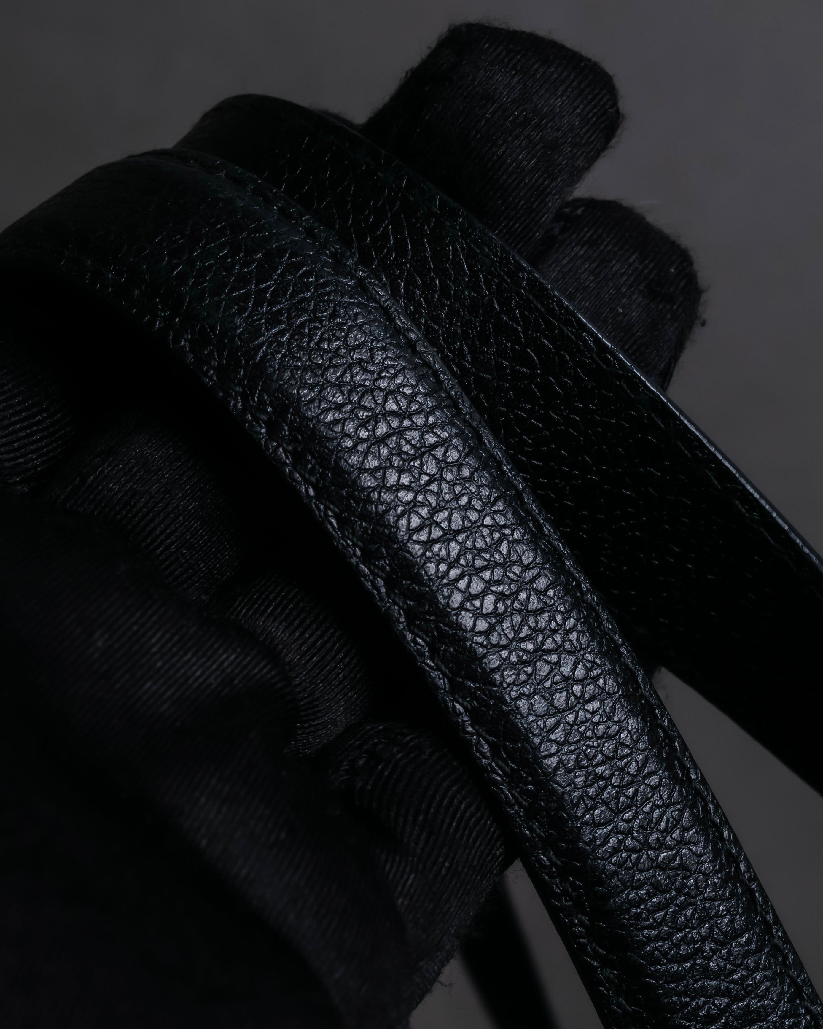 "BVLGARI" Horizontal form engraved logo leather bag