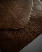 "YVES SAINT LAURENT" Flap design lizard embossed leather hand bag