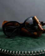 "PRADA" Logo engraved black round frame sunglasses