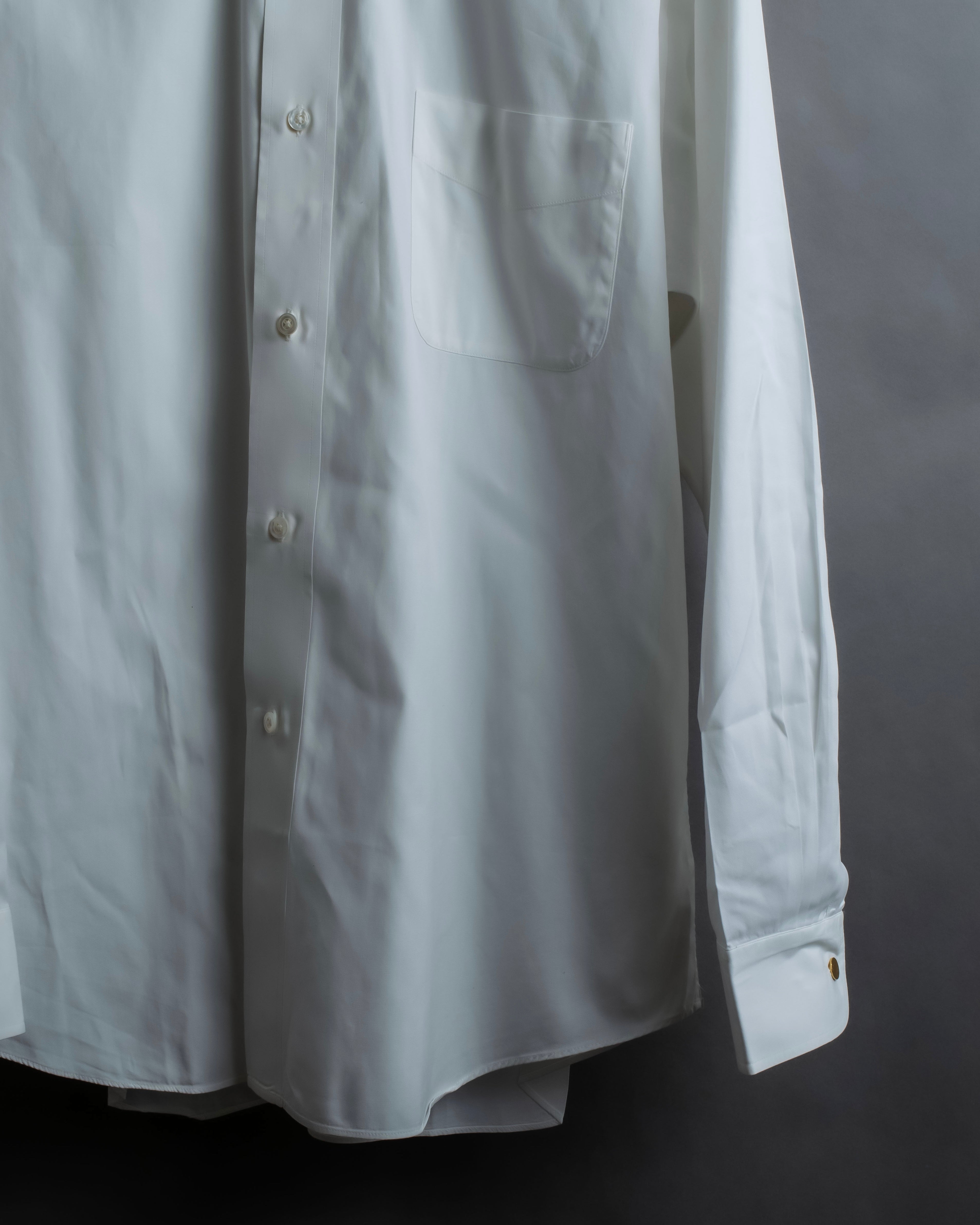 "HERMES" Yoke switching design white cotton shirt