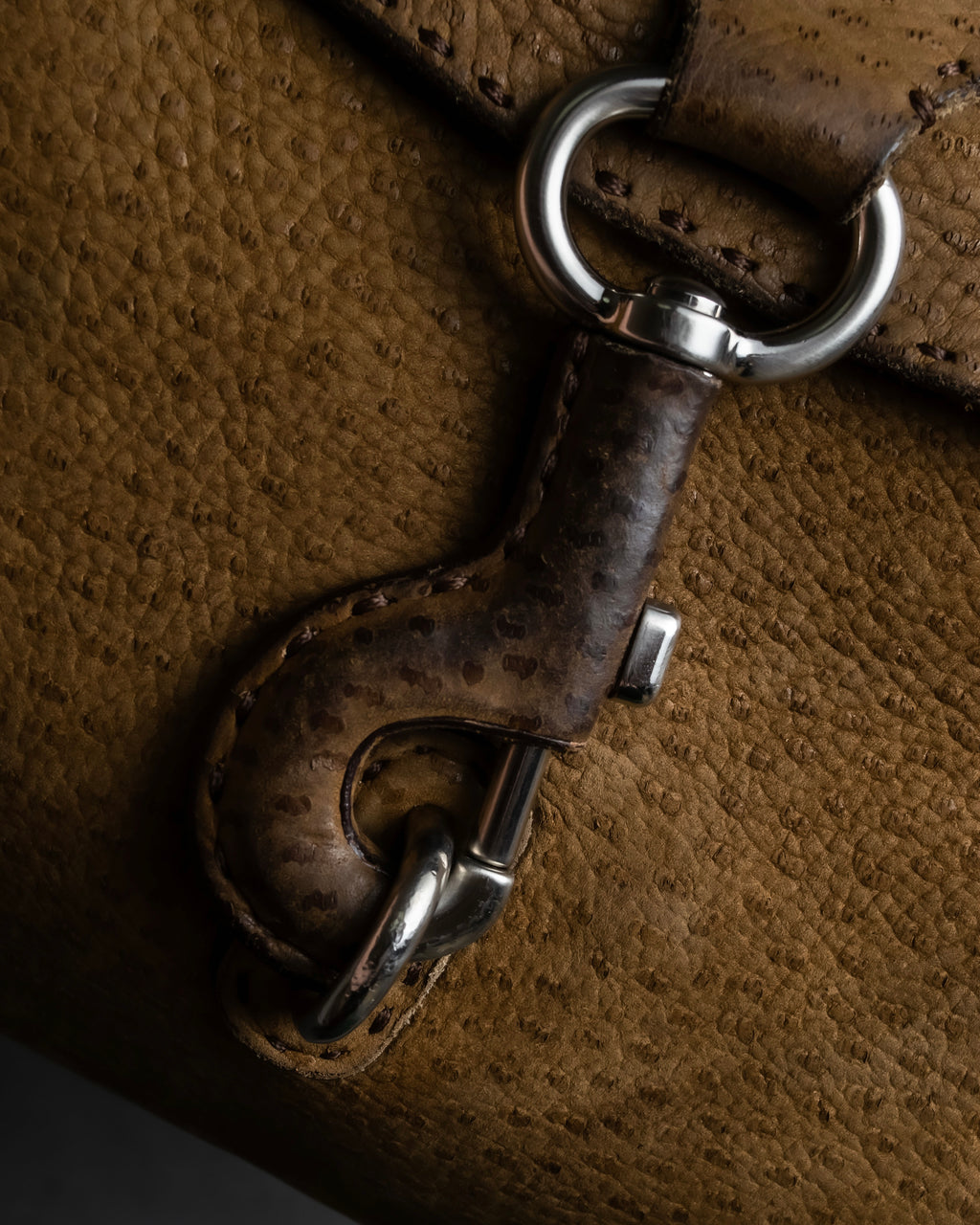 "PRADA" Hook hardware design ostrich leather shoulder bag