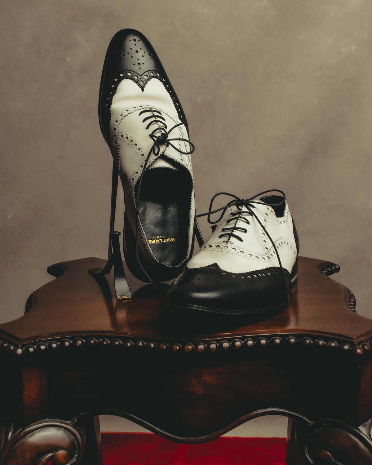 “Saint Laurent” 10’s-20’s Two-tone wingtip brogue spectator shoes