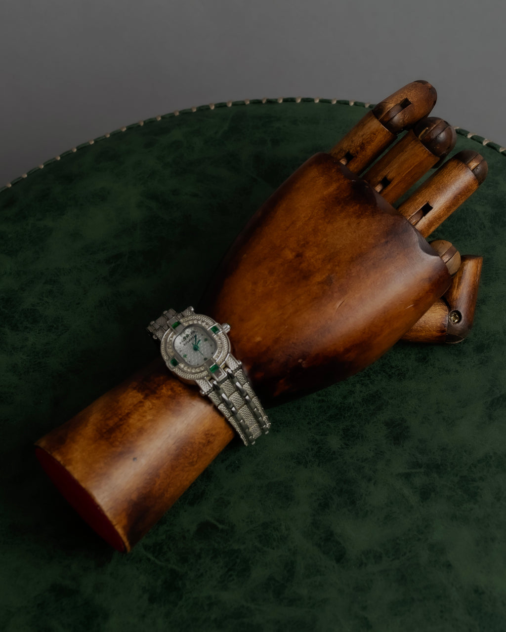 "VALENTINO ROLENTA" Green stone design square watch bracelet