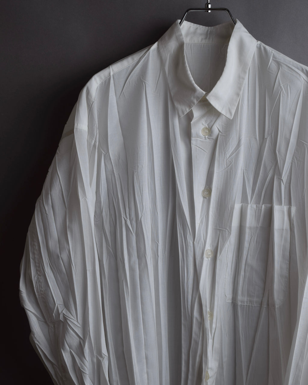 "ISSEY MIYAKE" Pleated design polyester long shirt