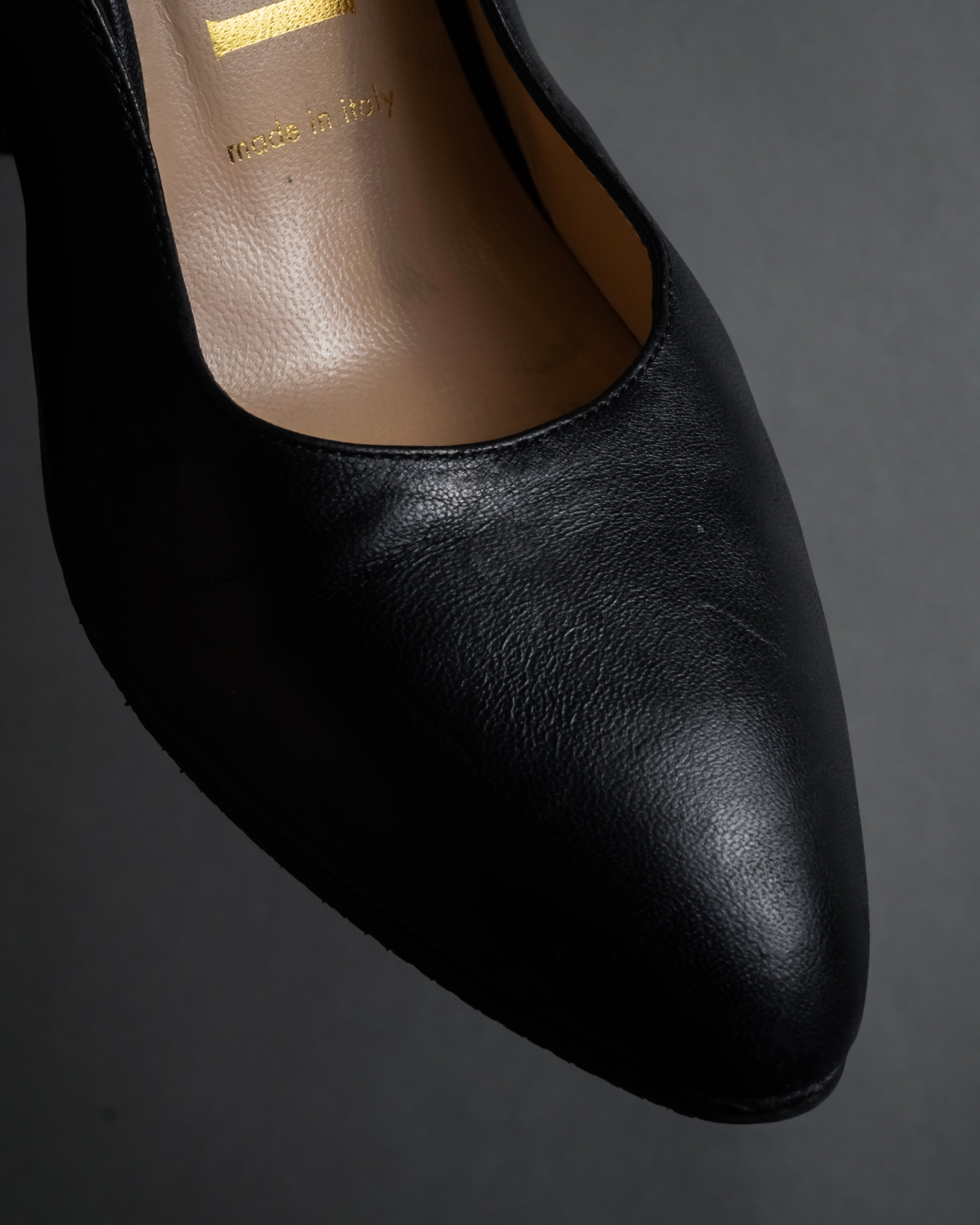 "GUCCI" Michele design ribbon crystal buckle pumps