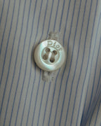-SPECIAL- "Christian Dior" 00's-10's Embellished shield crest striped ruched sleeve shirt