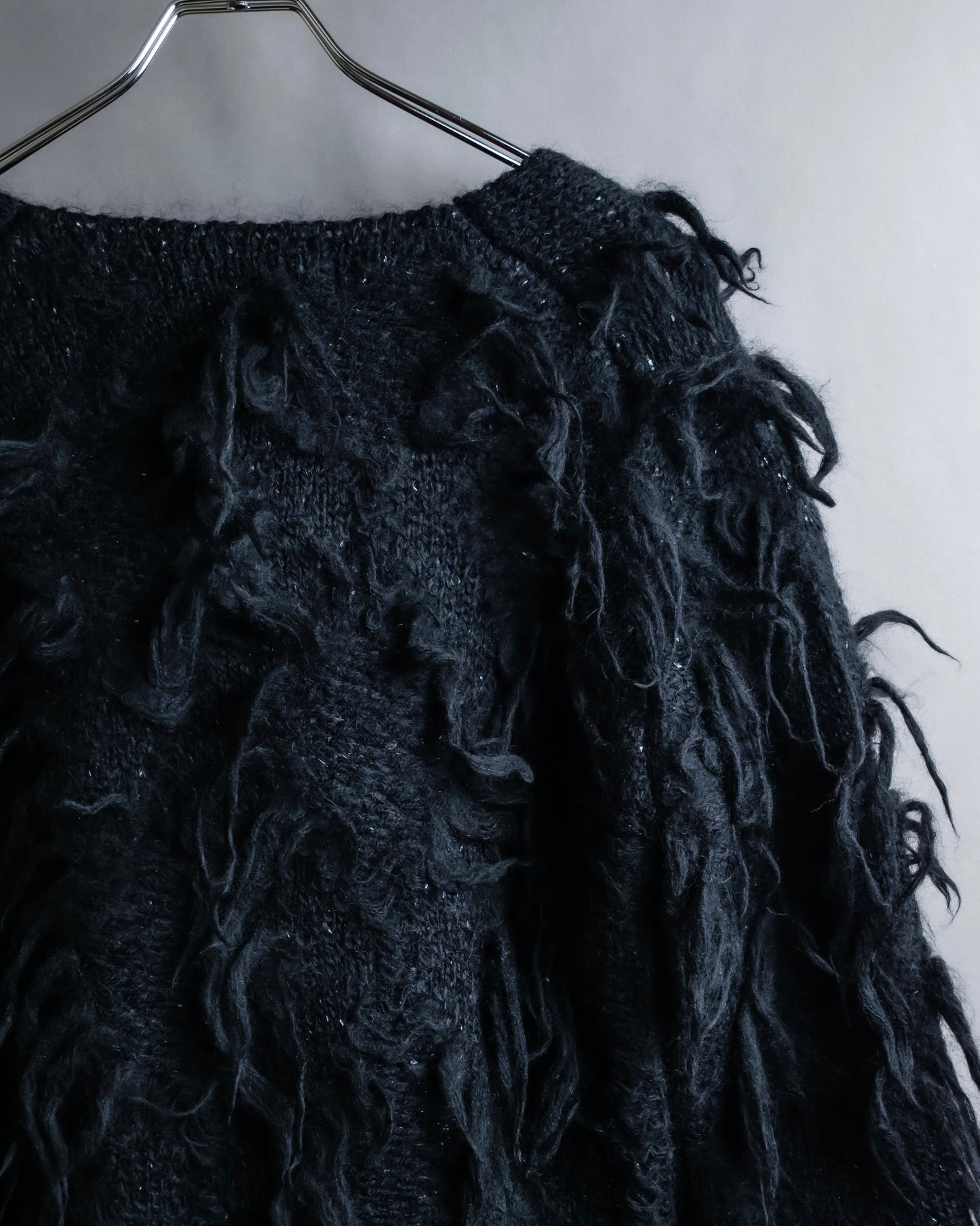 "JUNYA WATANABE COMME des GARCONS" Fringe design brushed V-neck knit pullover