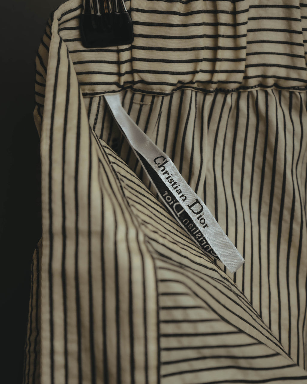 -SPECIAL- “Christian Dior” 20’s silk cotton striped straight trousers