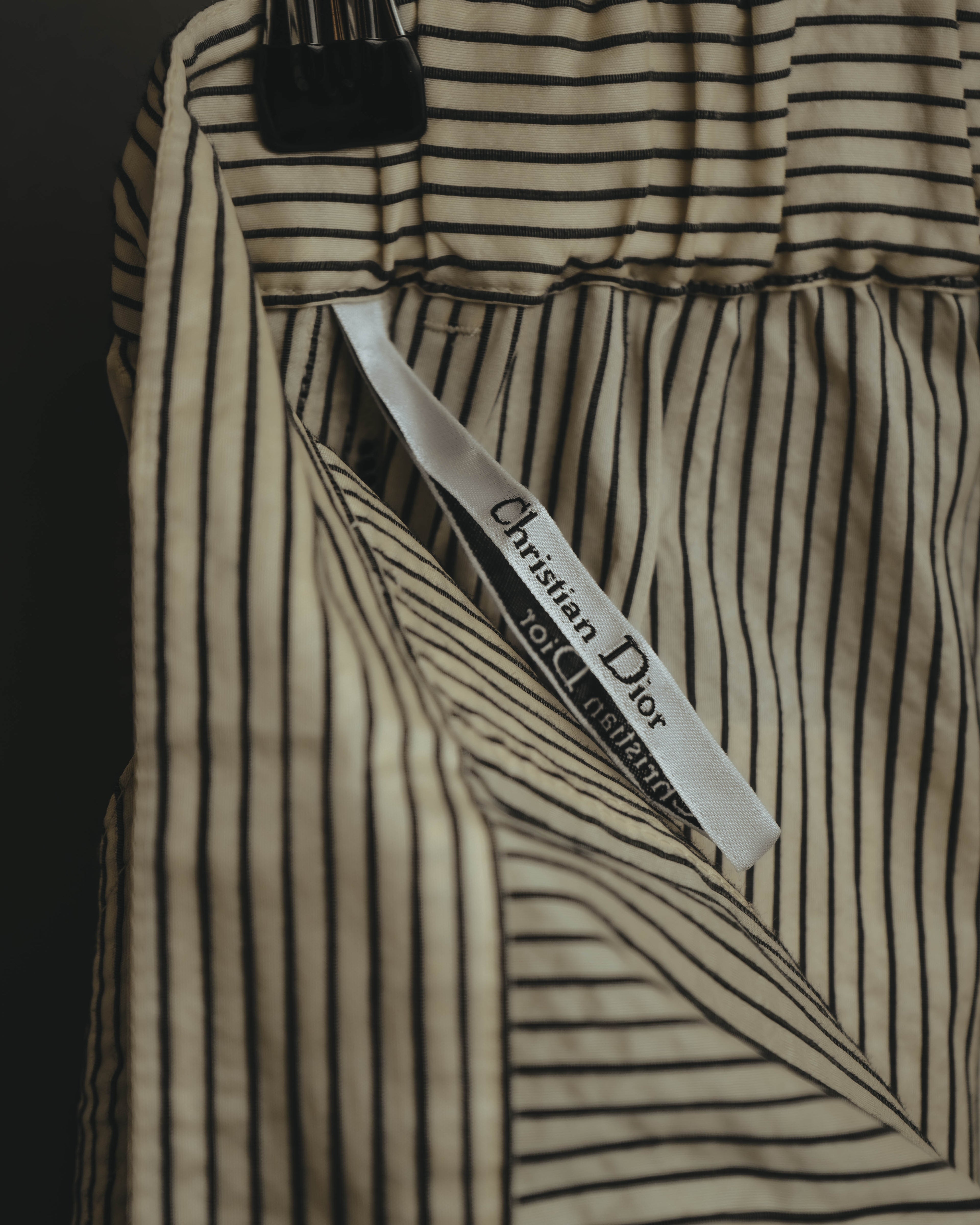 -SPECIAL- “Christian Dior” 20’s silk cotton striped straight trousers