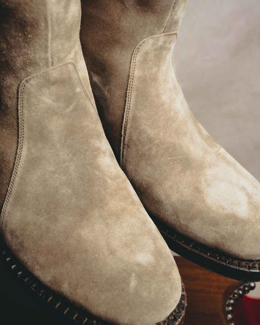 -SPECIAL- “Dior” 00’s Taupe suede square toe riding boots