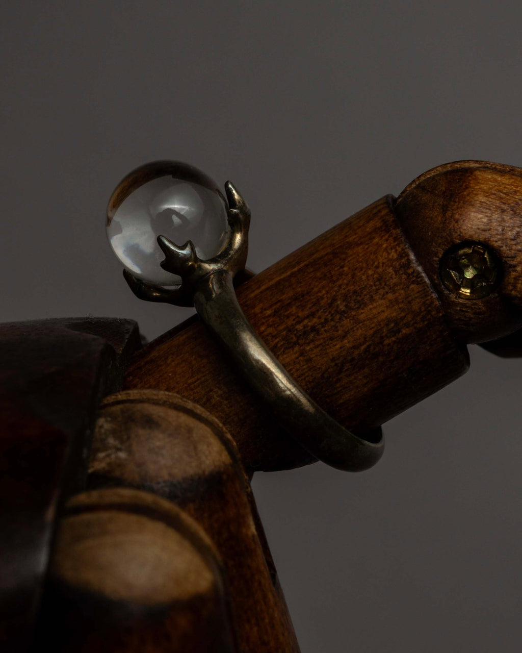 "KENZO" Transparent spherical top design silver 925 ring