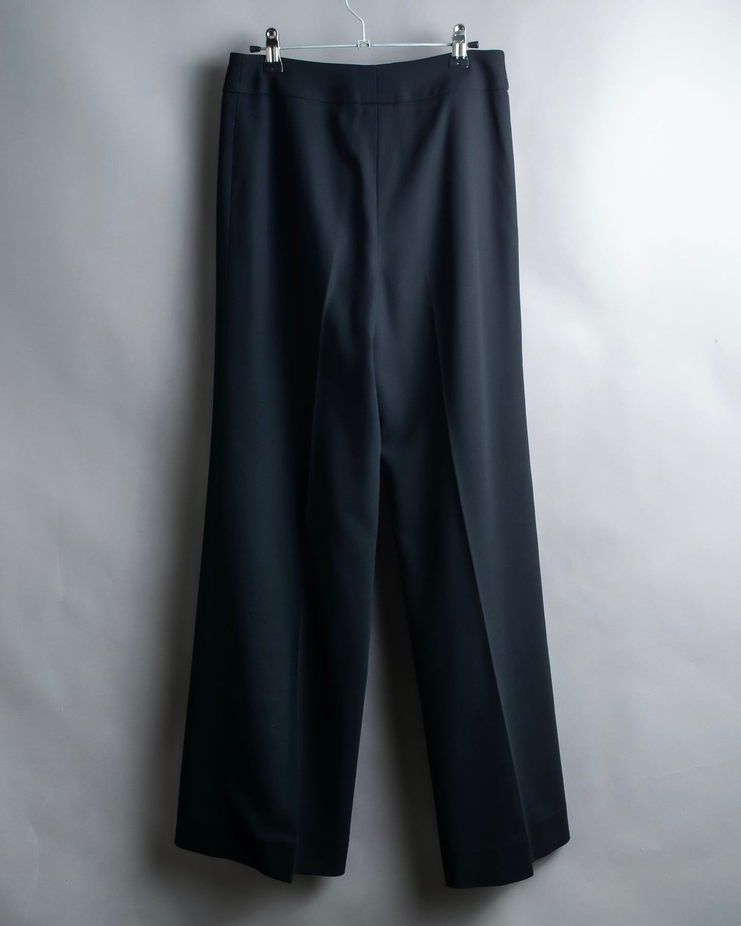 "CHANEL" 100% wool belted wide straight slacks