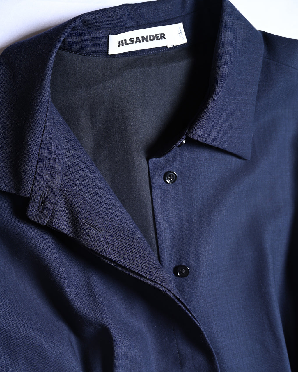 JIL SANDER/ 2015 Shape Designed Wool Shirt Coat Navy