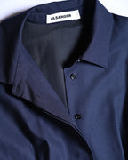 JIL SANDER/ 2015 Shape Designed Wool Shirt Coat Navy