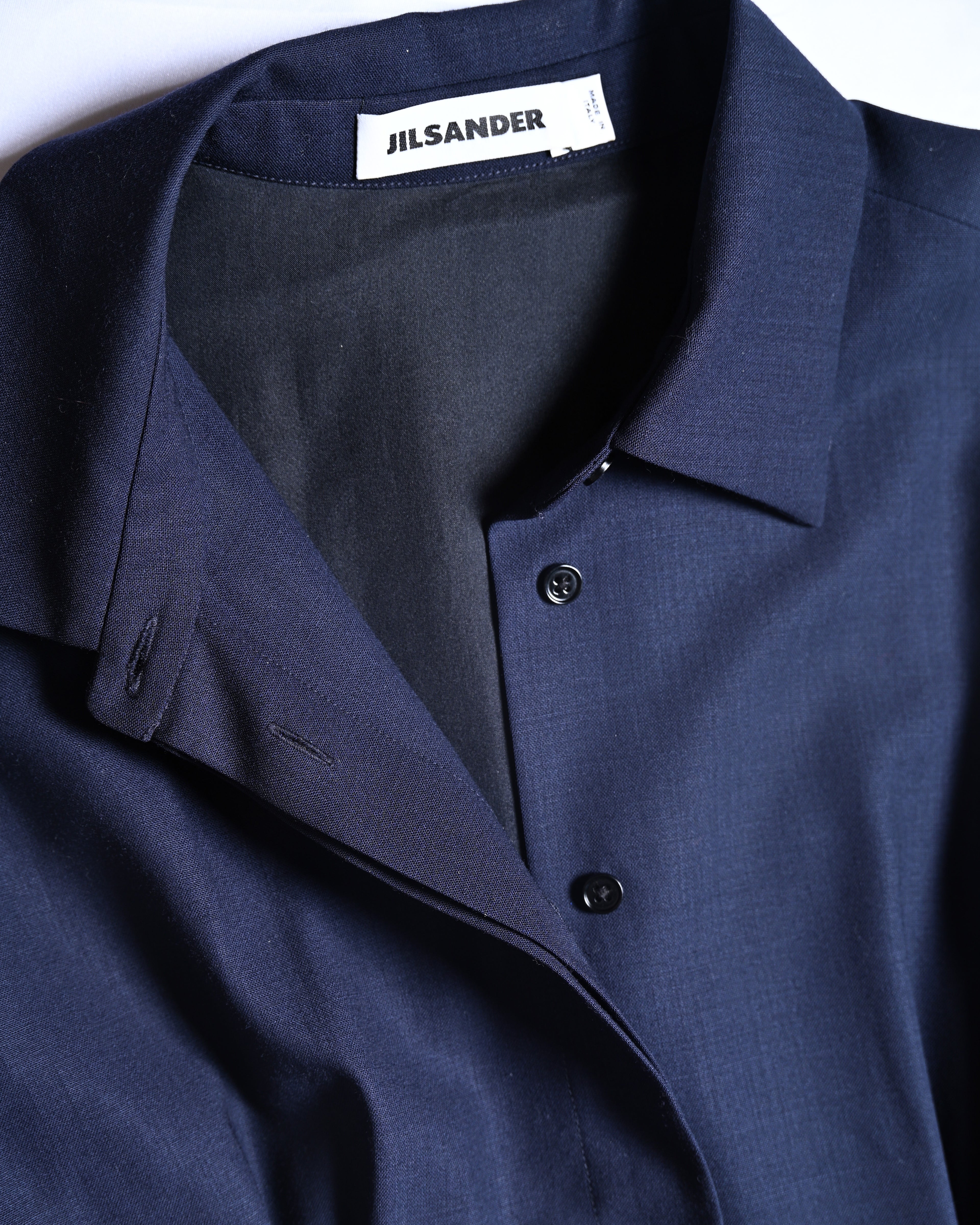 JIL SANDER/ 2015 Shape Designed Wool Shirt Coat Navy