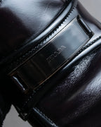 "PRADA" Metal band design leather heel loafers