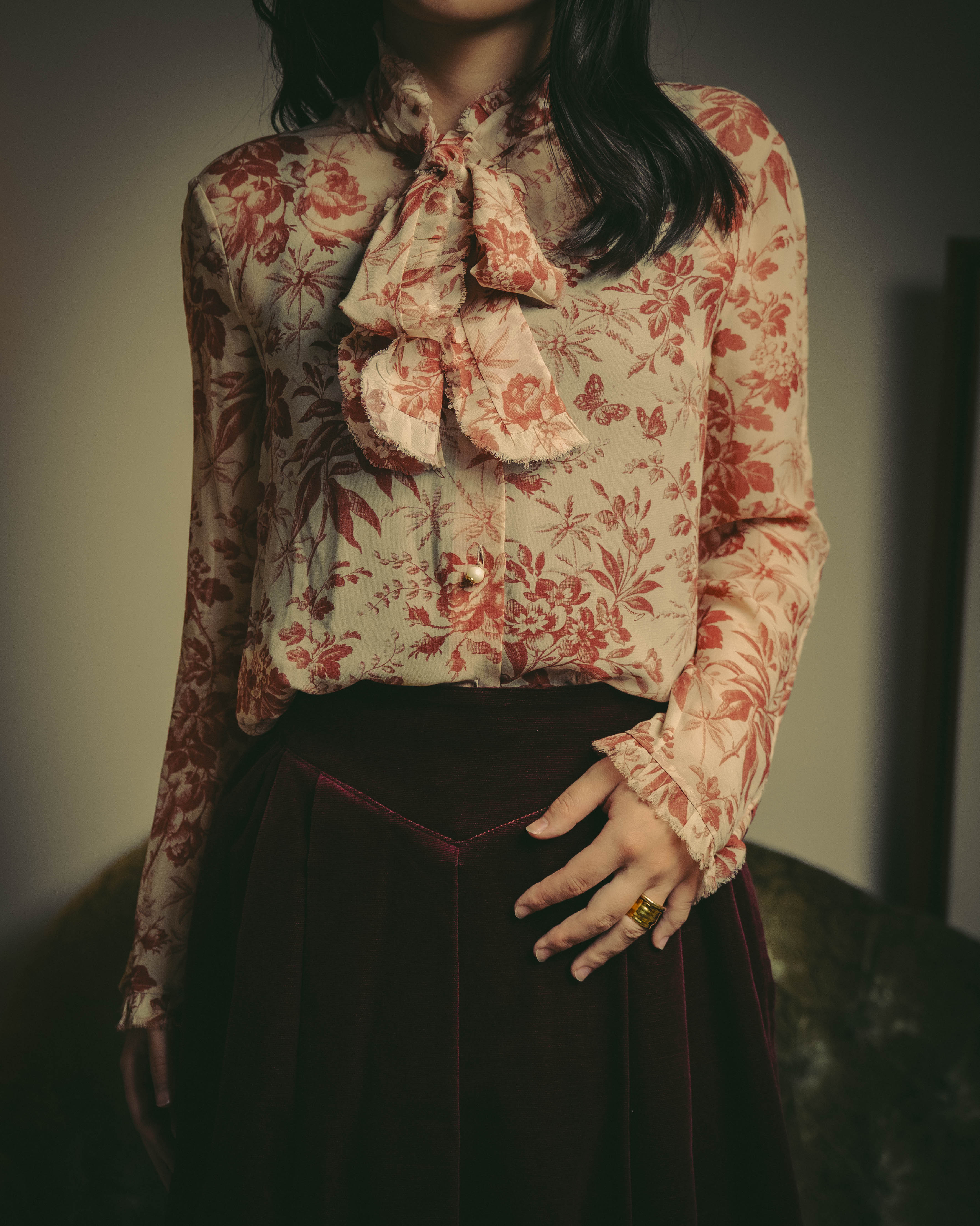 -SPECIAL- "GUCCI" 2010's-20's Romantic floral ruffle blouse