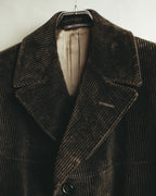 -SPECIAL- "GUCCI" 90's-00's Dark brown corduroy tailored chesterfield coat
