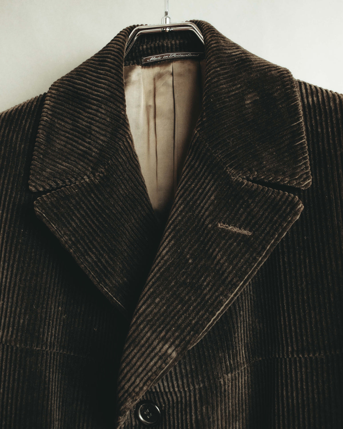 -SPECIAL- "GUCCI" 90's-00's Dark brown corduroy tailored chesterfield coat