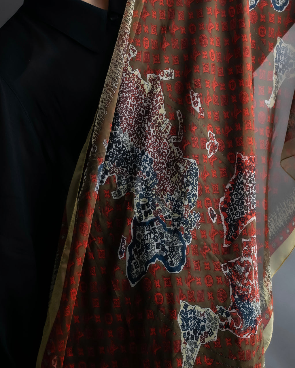 “Louis Vuitton” Monogram world map silk scarf